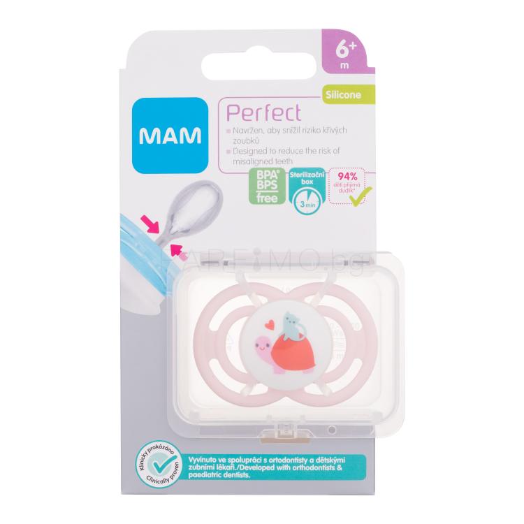 MAM Perfect Silicone Pacifier 6m+ Turtle Биберон за деца 1 бр