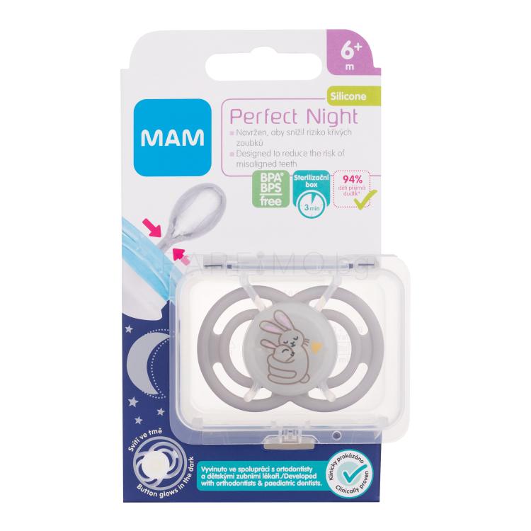 MAM Perfect Night Silicone Pacifier 6m+ Hares Биберон за деца 1 бр