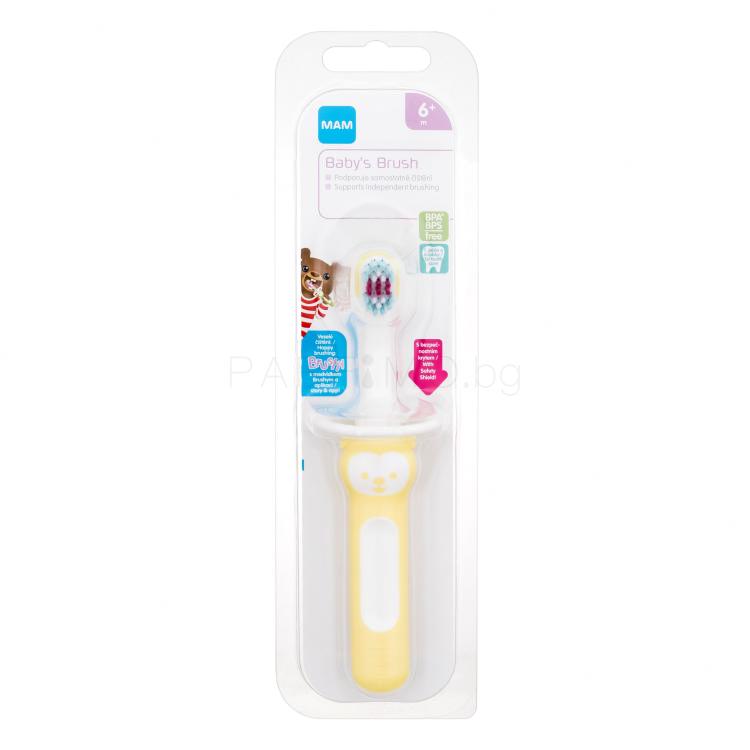 MAM Baby´s Brush 6m+ Yellow Четка за зъби за деца 1 бр