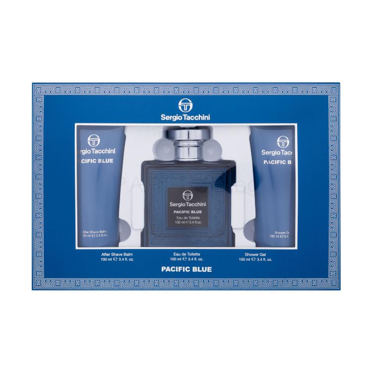 Sergio Tacchini Pacific Blue Подаръчен комплект EDT 100 ml + душ гел 100 ml + балсам за след бръснене 100 ml