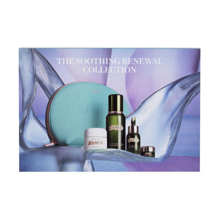 La Mer The Soothing Renewal Collection Подаръчен комплект лосион за лице The Treatment Lotion 100 ml + серум за лице The Concentrate 15 ml + околоочен крем The Eye Concentrate 5 ml + дневен крем за лице Creme De La Mer The Moisturizing Cream 30 ml + козметична чантичка