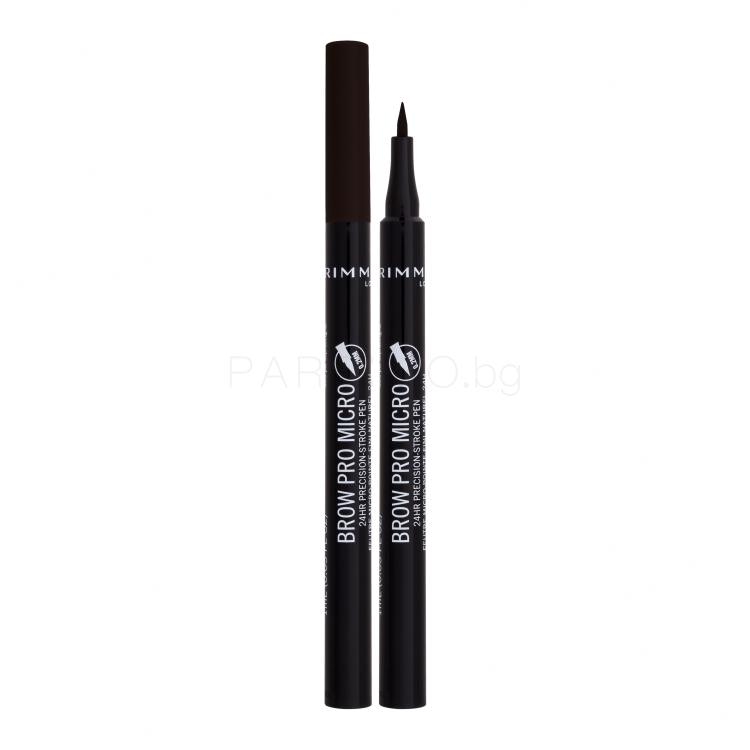 Rimmel London Brow Pro Micro 24HR Precision-Stroke Pen Молив за вежди за жени 1 ml Нюанс 004 Dark Brown