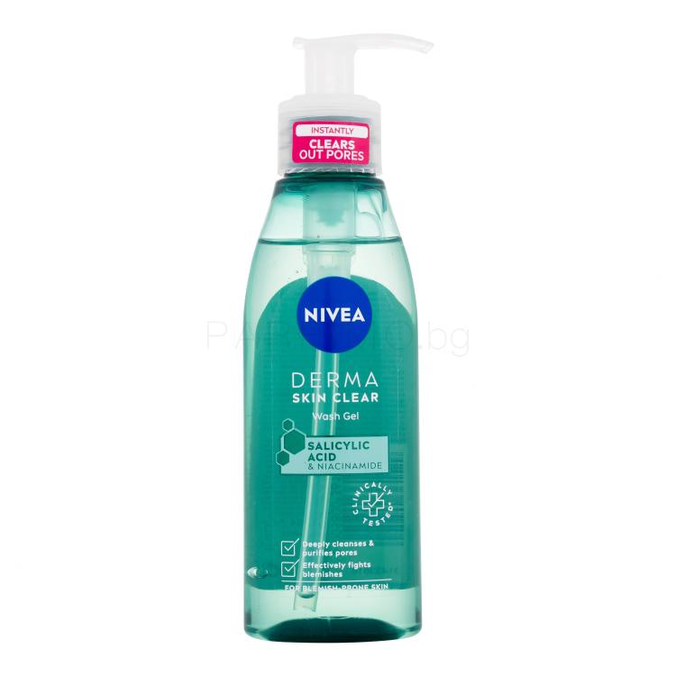 Nivea Derma Skin Clear Wash Gel Почистващ гел за жени 150 ml