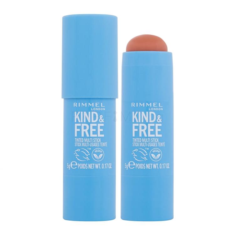 Rimmel London Kind &amp; Free Tinted Multi Stick Руж за жени 5 g Нюанс 002 Peachy Cheeks