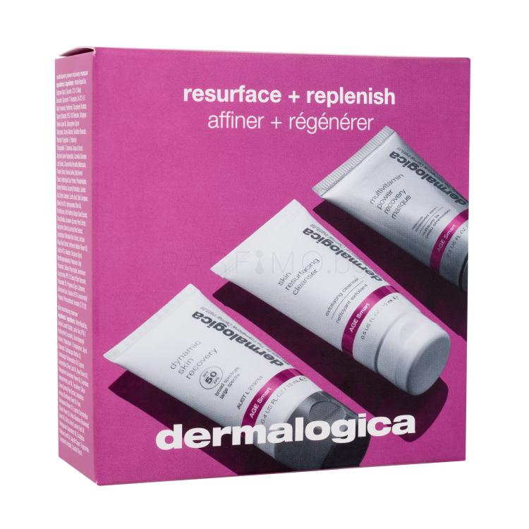 Dermalogica Age Smart Resurface + Replenish Подаръчен комплект дневен крем за лице Age Smart Dynamic Skin Recovery SPF50 12 ml + почистващ лосион Age Smart Skin Resurfacing Cleanser 15 ml + маска за лице Age Smart Multivitamin Power Recovery Masque 15 ml