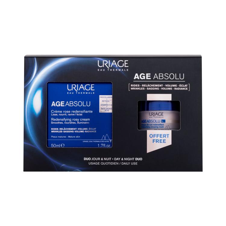 Uriage Age Absolu Day &amp; Night Duo Подаръчен комплект дневен крем за лице Age Absolu Redensifying Rosy Cream 50 ml + нощна маска за лице Age Absolu Redensifying Sleeping Mask 15 ml