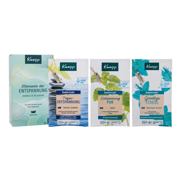 Kneipp Wellness Moment Подаръчен комплект соли за вана Goodbye Stress 60 g + соли за вана Pure Relaxation 60 g + соли за вана Deep Relaxation 60 g