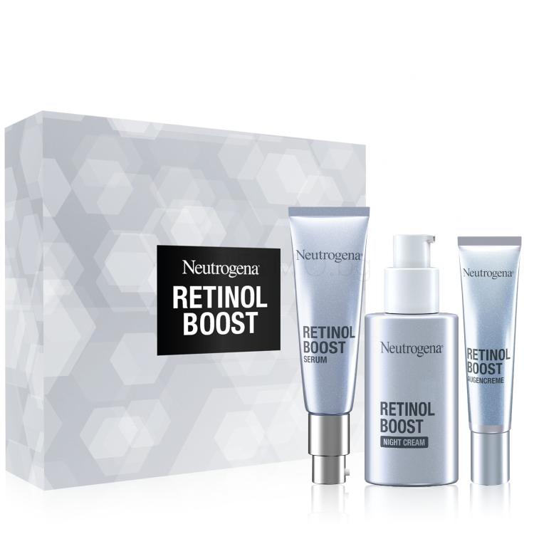 Neutrogena Retinol Boost Подаръчен комплект нощен крем за лице Retinol Boost Night Cream 50 ml + дневен серум за лице Retinol Boost Serum 30 ml + околоочен крем Retinol Boost Eye Cream 15 ml