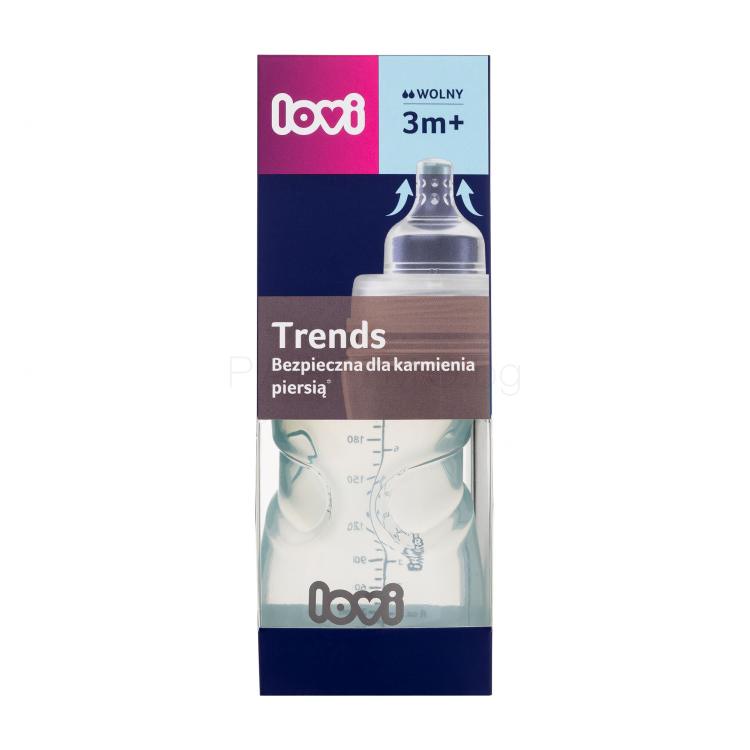 LOVI Trends Bottle 3m+ Green Бебешко шише за деца 250 ml