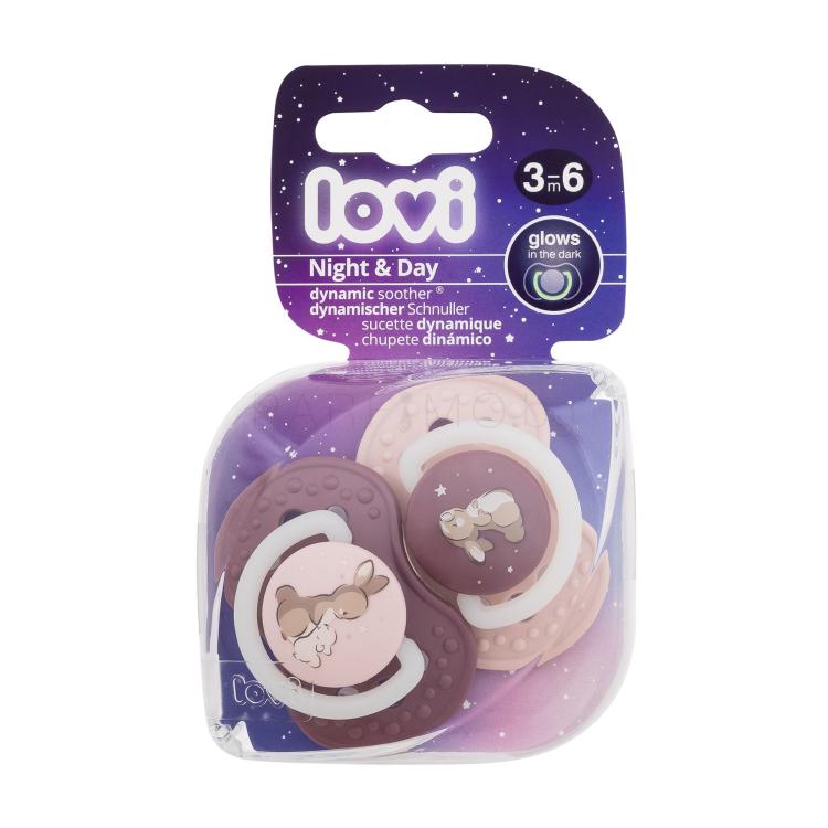 LOVI Night &amp; Day Dynamic Soother Girl 3-6m Биберон за деца 2 бр