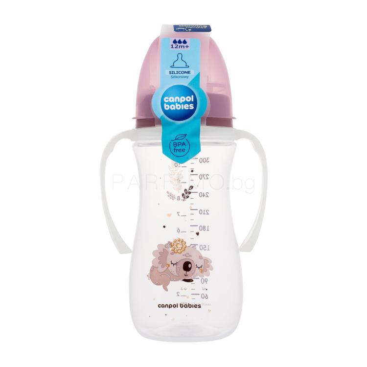 Canpol babies Sleepy Koala Easy Start Anti-Colic Bottle Pink 12m+ Бебешко шише за деца 300 ml