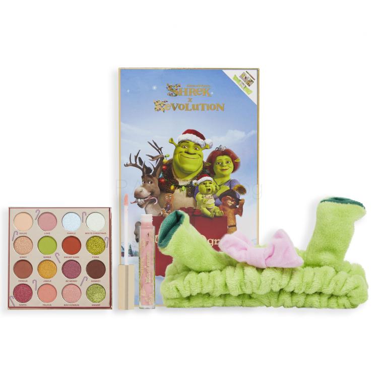 Makeup Revolution London Shrek Family Ogre Set Подаръчен комплект палитра сенки за очи 12,8 g+ гланц за устни 3 ml + козметична лента за глава 1 бр