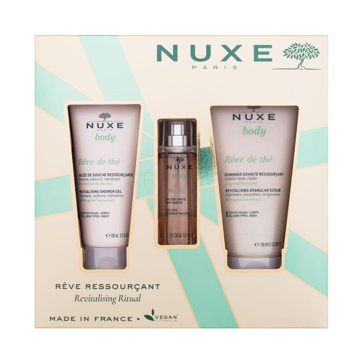 NUXE Rêve de Thé Revitalising Ritual Подаръчен комплект душ гел Reve de Thé Revitalising Shower Gel 100 ml + пилинг за тяло Reve De Thé Revitalising Granular Scrub 150 ml + тоник за тяло Reve De Thé Exalting Fragrant Water 30 ml