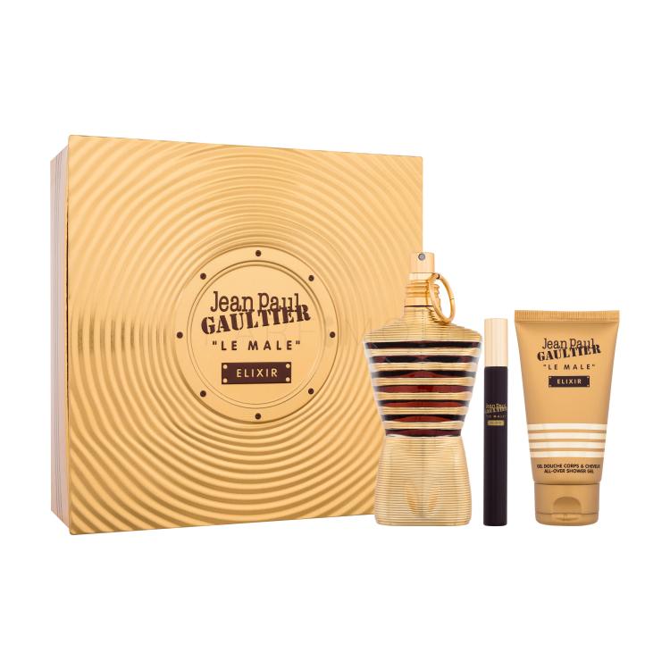 Jean Paul Gaultier Le Male Elixir Подаръчен комплект парфюм 125 ml + душ гел 75 ml + парфюм 10 ml + метална кутия