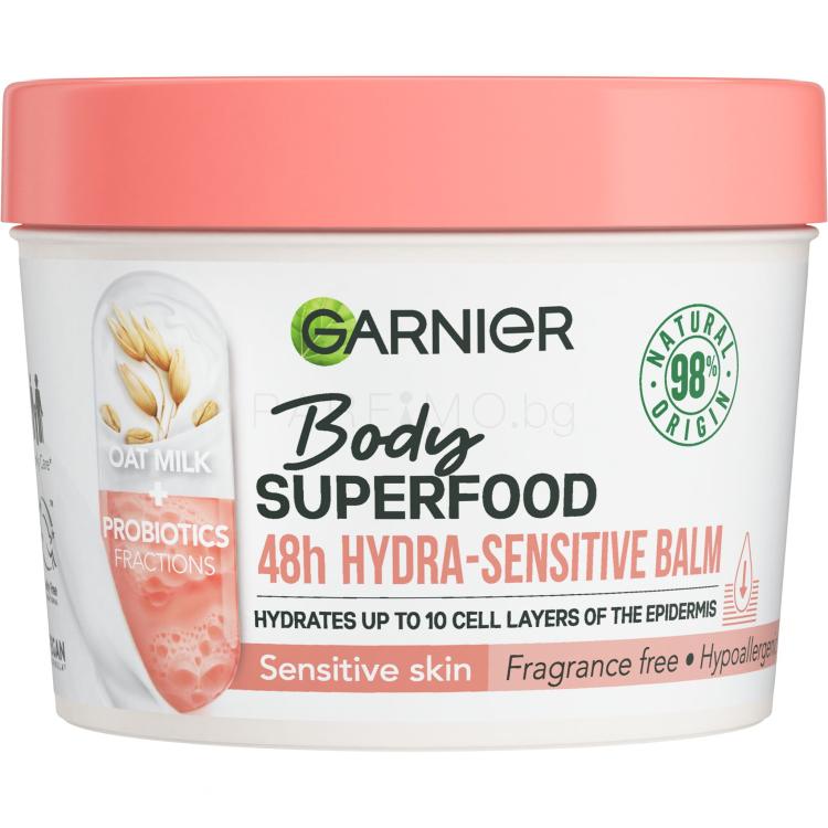 Garnier Body Superfood 48h Hydra-Sensitive Balm Oat Milk + Prebiotics Балсам за тяло за жени 380 ml