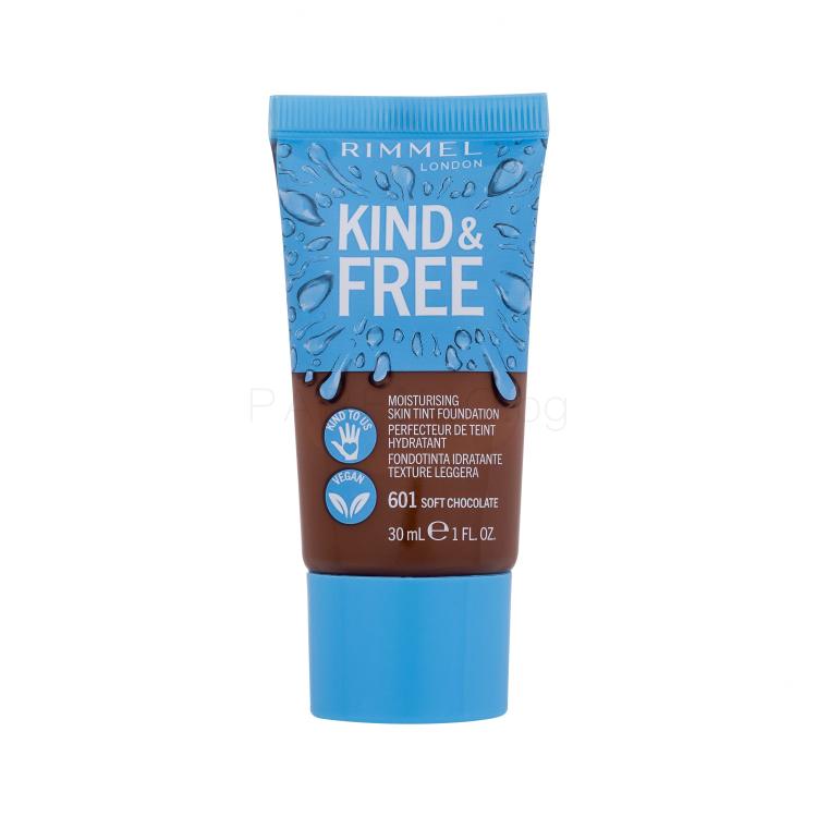 Rimmel London Kind &amp; Free Skin Tint Foundation Фон дьо тен за жени 30 ml Нюанс 601 Soft Chocolate