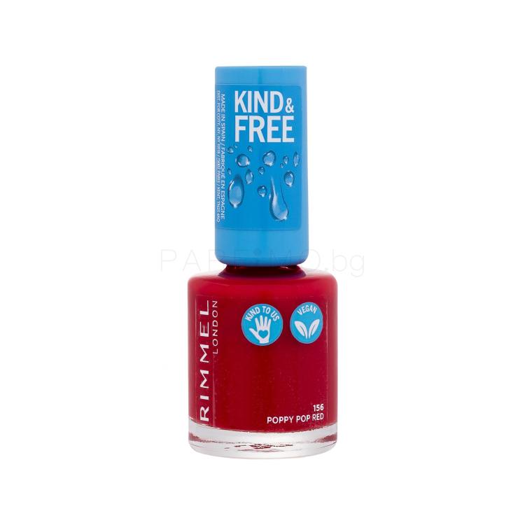 Rimmel London Kind &amp; Free Лак за нокти за жени 8 ml Нюанс 156 Poppy Pop Red