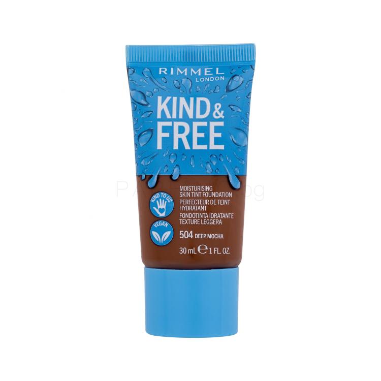 Rimmel London Kind &amp; Free Skin Tint Foundation Фон дьо тен за жени 30 ml Нюанс 504 Deep Mocha