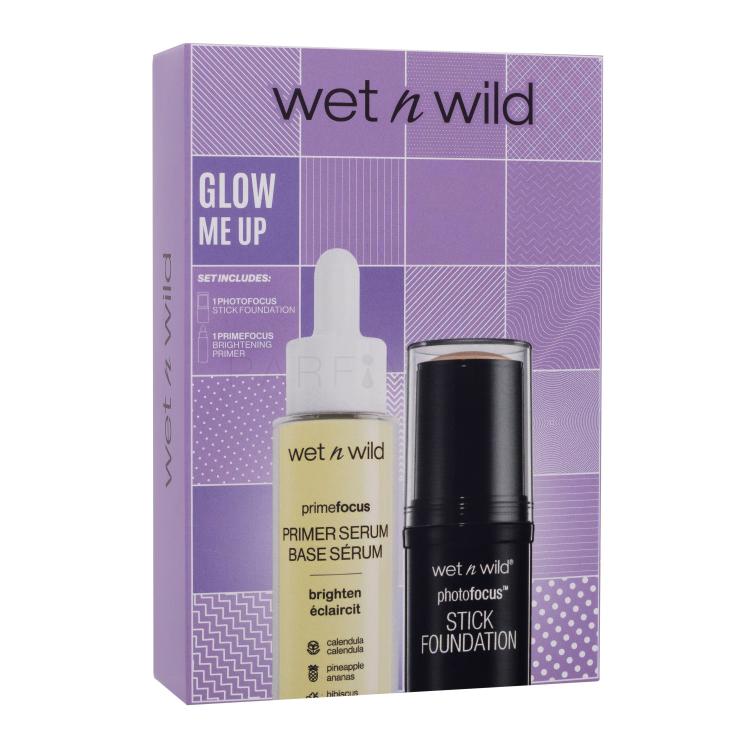 Wet n Wild Glow Me Up Подаръчен комплект фон дьо тен в стик Photo Focus Stick Foundation 12 g Soft Beige + серум основа Prime Focus Brighten Primer Serum 30 ml