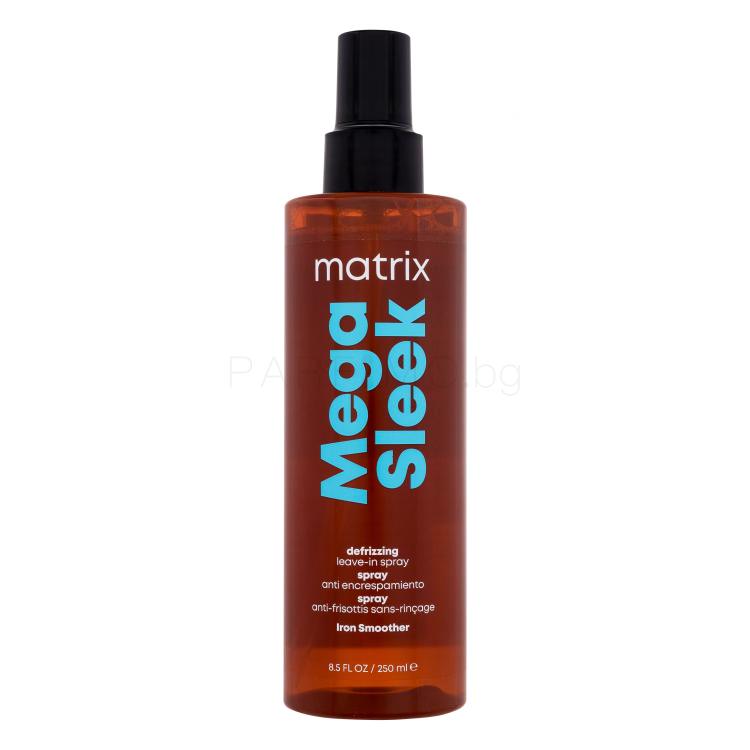 Matrix Mega Sleek Iron Smoother Defrizzing Leave-In Spray За термична обработка на косата за жени 250 ml увреден флакон