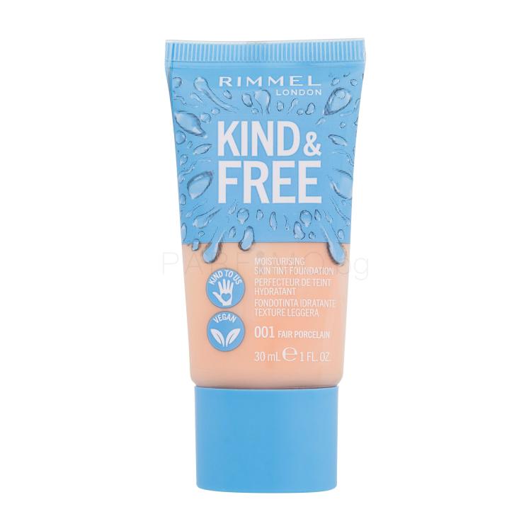 Rimmel London Kind &amp; Free Skin Tint Foundation Фон дьо тен за жени 30 ml Нюанс 001 Fair Porcelain