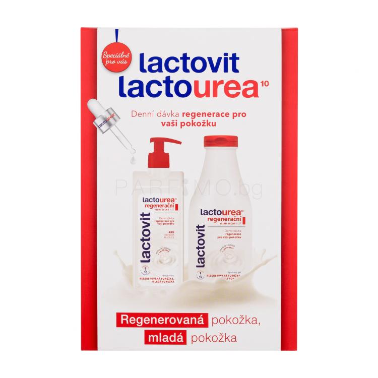 Lactovit LactoUrea Regenerating Подаръчен комплект лосион за тяло Lactourea Regenerating Body Milk 400 ml + душ гел Lactourea Regenerating Shower Gel 500 ml