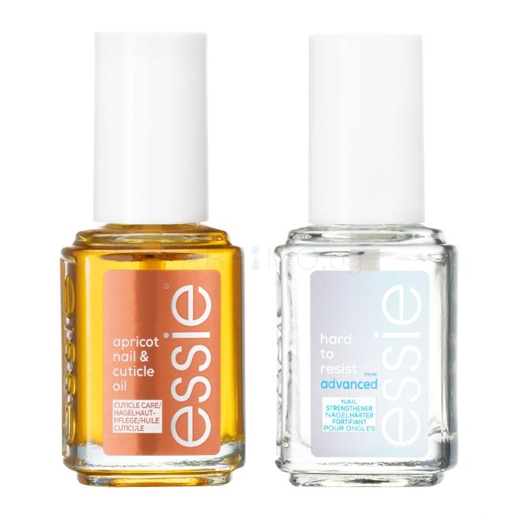 Essie Mani Rescue Hydrate &amp; Strengthen Подаръчен комплект грижовно масло за нокти Apricot Nail &amp; Cuticle Oil 13,5 ml + заздравител за нокти Hard To Resist Advanced Nail Strengthener 13,5 ml