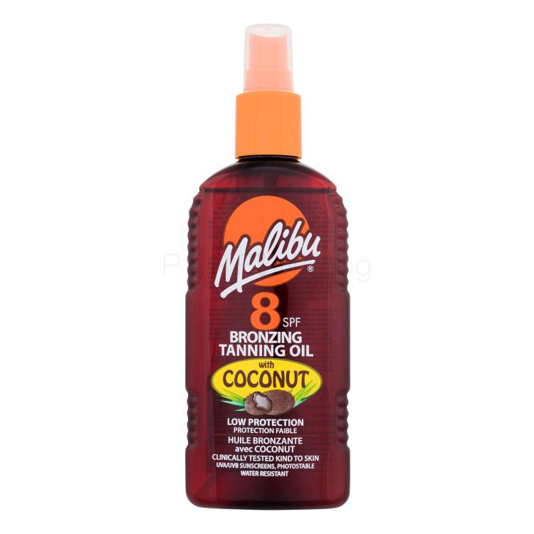 Malibu Bronzing Tanning Oil Coconut SPF8 Слънцезащитна козметика за тяло за жени 200 ml