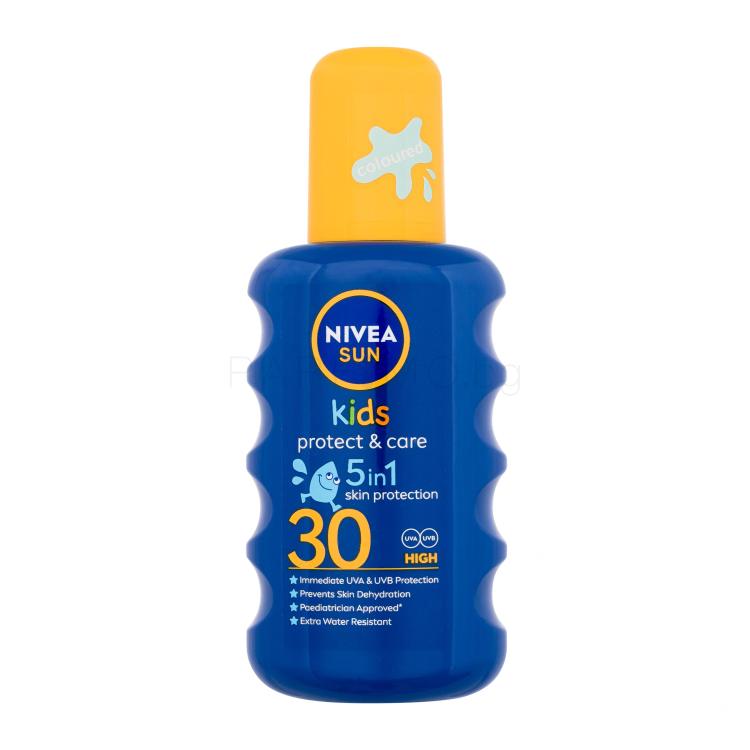 Nivea Sun Kids Protect &amp; Care Sun Spray 5 in 1 SPF30 Слънцезащитна козметика за тяло за деца 200 ml