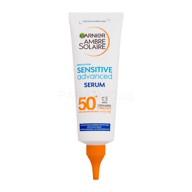 Garnier Ambre Solaire Sensitive Advanced Serum SPF50+ Слънцезащитна козметика за тяло 125 ml увредена кутия