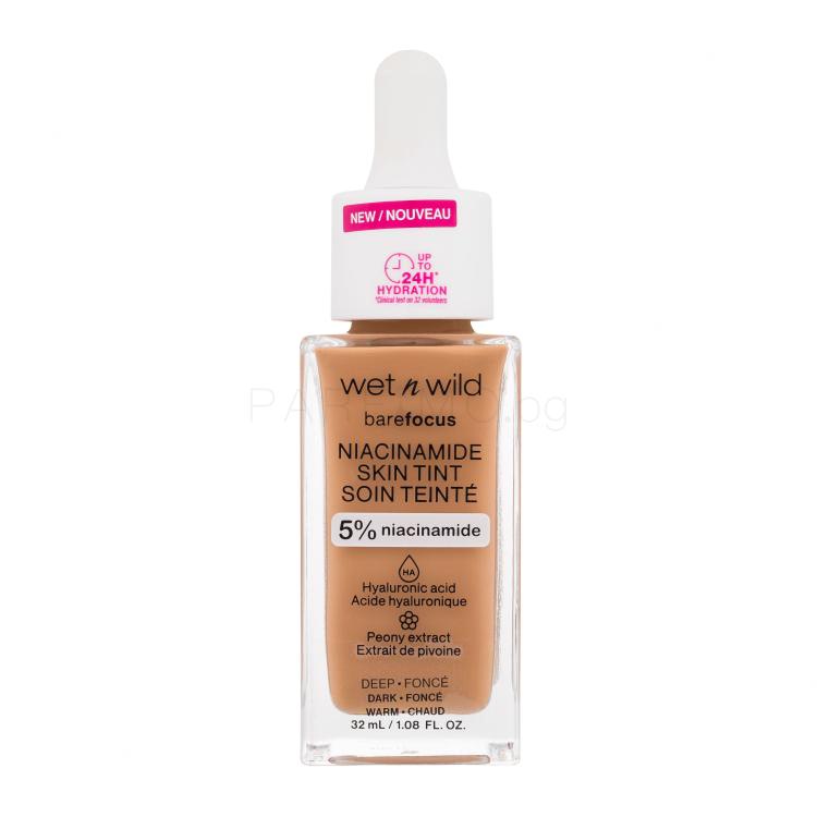 Wet n Wild Bare Focus Niacinamide Skin Tint Фон дьо тен за жени 32 ml Нюанс Dark