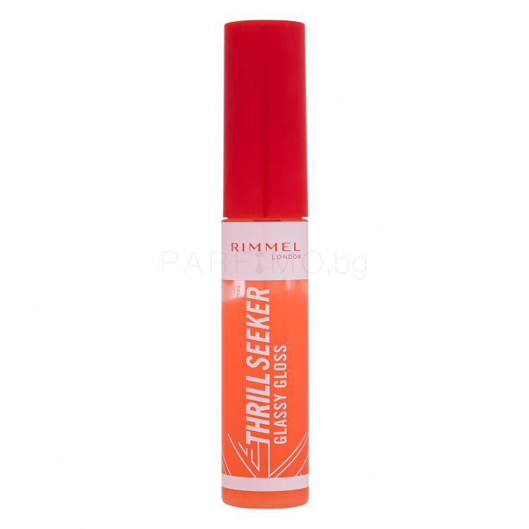 Rimmel London Thrill Seeker Glassy Gloss Блясък за устни за жени 11 ml Нюанс 250 Peachy Vibes