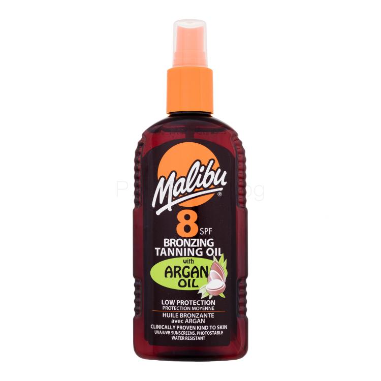 Malibu Bronzing Tanning Oil Argan Oil SPF8 Слънцезащитна козметика за тяло за жени 200 ml