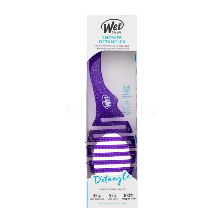 Wet Brush Shower Detangler Четка за коса за жени 1 бр Нюанс Purple Glitter