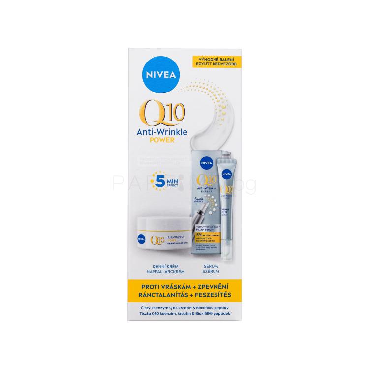 Nivea Q10 Anti-Wrinkle Power Подаръчен комплект серум за лице Q10 Anti-Wrinkle Expert 15 ml + дневен крем за лице Q10 Anti-Wrinkle Power Firming Day Care SPF15 50 ml