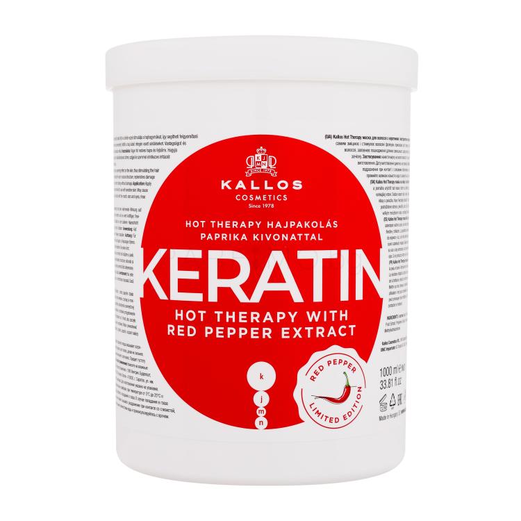 Kallos Cosmetics Keratin Hot Therapy With Red Pepper Extract Маска за коса за жени 1000 ml