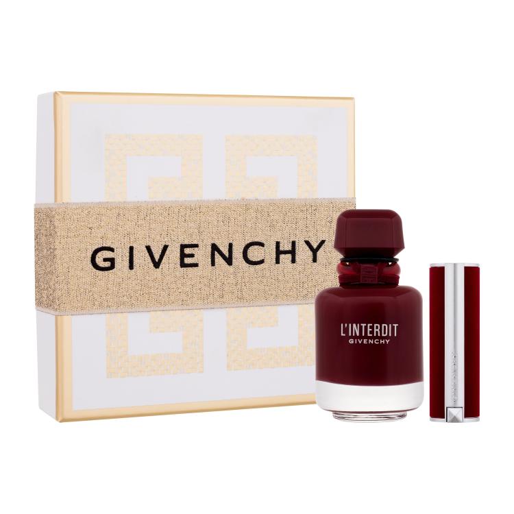 Givenchy L&#039;Interdit Rouge Ultime Подаръчен комплект EDP 50 ml + червило Le Rouge Deep Velvet 3,4 g 37 Rouge Grainé