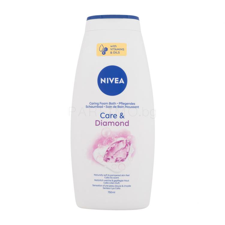 Nivea Care &amp; Diamond Caring Foam Bath Пяна за вана за жени 750 ml