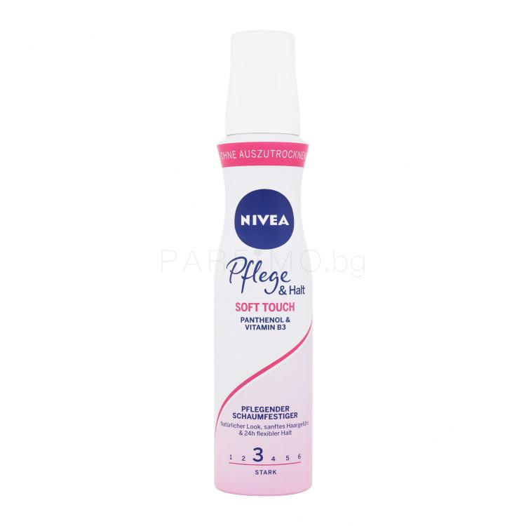 Nivea Care &amp; Hold Soft Touch Caring Mousse Втвърдител за коса за жени 150 ml увреден флакон