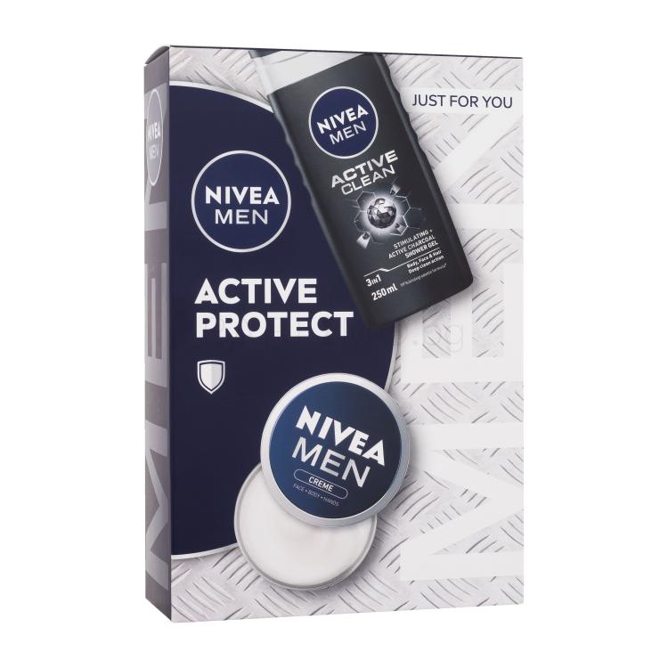 Nivea Men Active Protect Подаръчен комплект Крем за лице, тяло и ръце Men Creme 75 ml + душ гел Men Active Clean 250 ml