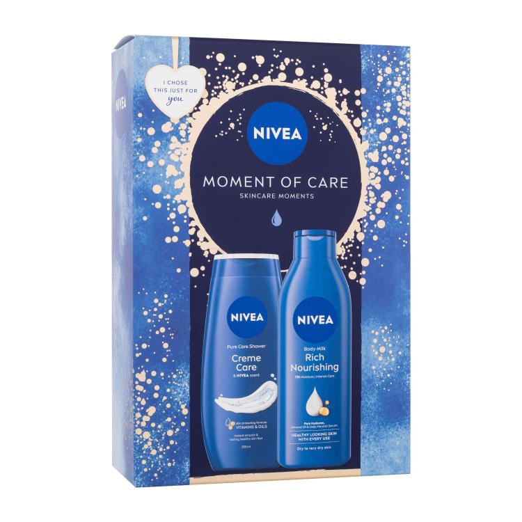 Nivea Moment Of Care Подаръчен комплект душ гел Creme Care 250 ml + лосион за тяло Rich Nourishing 250 ml