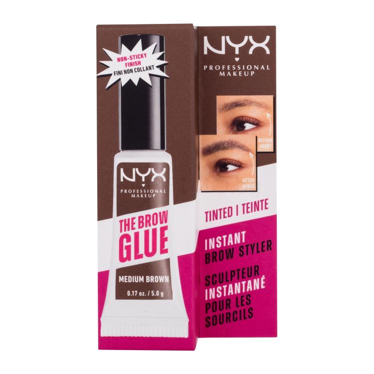 NYX Professional Makeup The Brow Glue Instant Brow Styler Гел и помада за вежди за жени 5 g Нюанс 03 Medium Brown увредена кутия