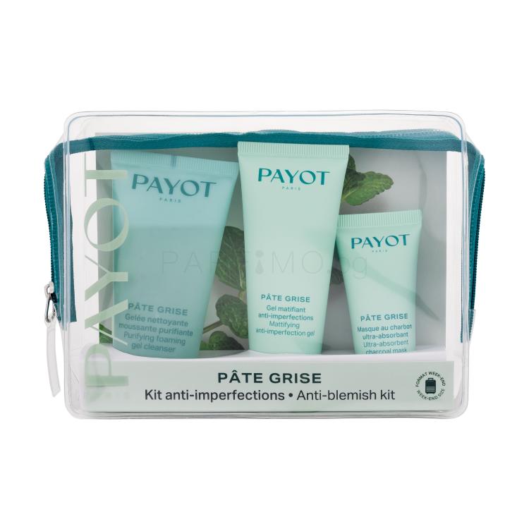 PAYOT Pâte Grise Anti Blemish Kit Подаръчен комплект почистващ гел 50 ml + гел за лице 30 ml + маска за лице 15 ml + чантичка