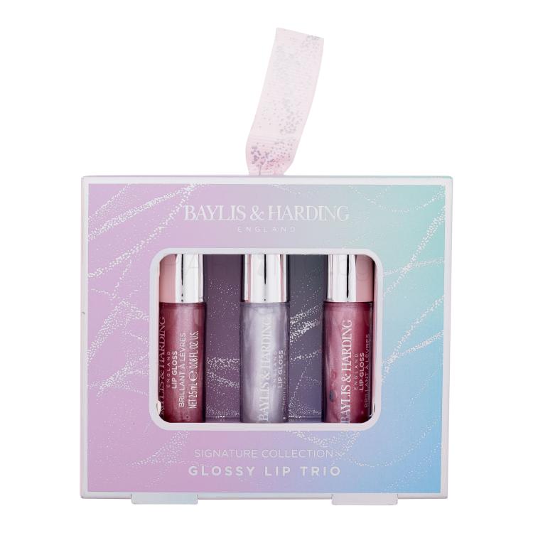 Baylis &amp; Harding Jojoba, Vanilla &amp; Almond Oil Signature Collection Glossy Lip Trio Подаръчен комплект Гланц за устни 3 x 2,5 ml