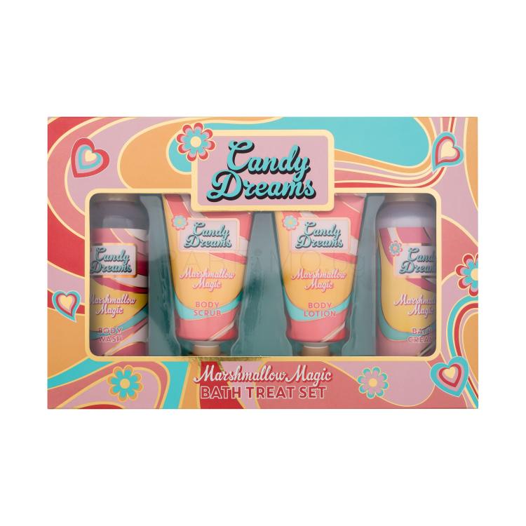 Xpel Candy Dreams Marshmallow Bath Treat Set Подаръчен комплект душ гел Marshmallow Magic 100 ml + скраб за тяло Marshmallow Magic 50 ml + лосион за тяло Marshmallow Magic 50 ml + крем за вана Marshmallow Magic 100 ml