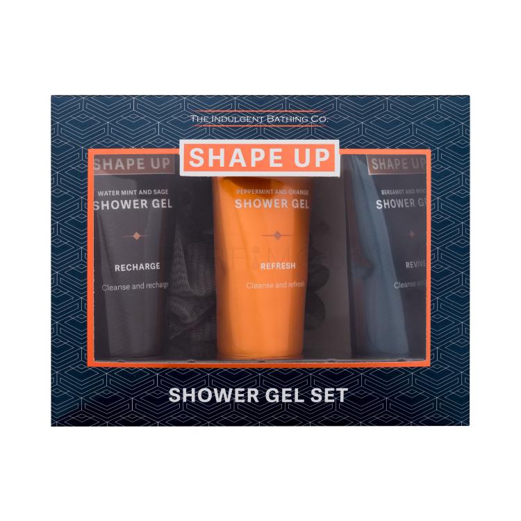 Xpel Shape Up Shower Gel Set Подаръчен комплект душ гел Bergamot &amp; Mint 100 ml + душ гел Peppermint &amp; Orange 100 ml + душ гел Water Mint &amp; Sage 100 ml + гъба за баня