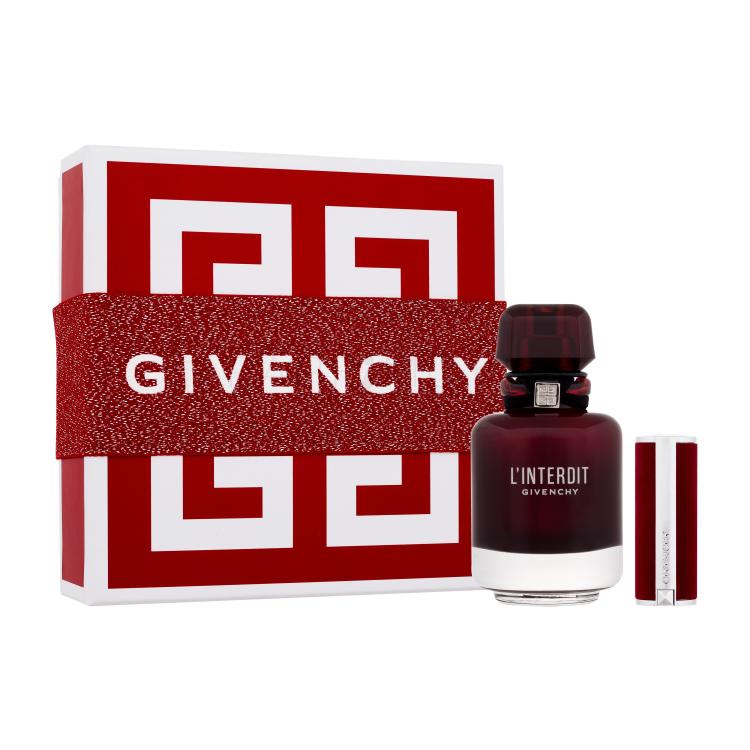 Givenchy L&#039;Interdit Rouge SET2 Подаръчен комплект EDP 50 ml + червило Le Rouge Deep Velvet 3,4 g 37 Rouge Grainé