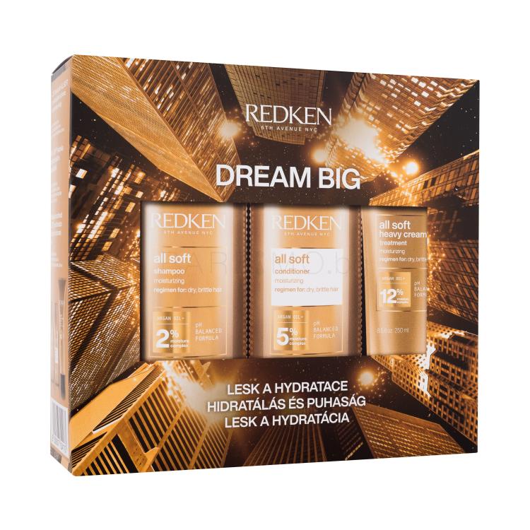 Redken All Soft Dream Big Подаръчен комплект шампоан All Soft 300 ml + балсам All Soft 300 ml + маска за коса All Soft Heavy Cream Treatment 250 ml увредена кутия