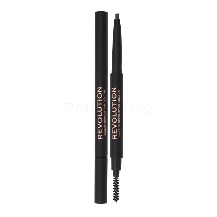 Makeup Revolution London Duo Brow Definer Молив за вежди за жени 0,25 g Нюанс Medium Brown