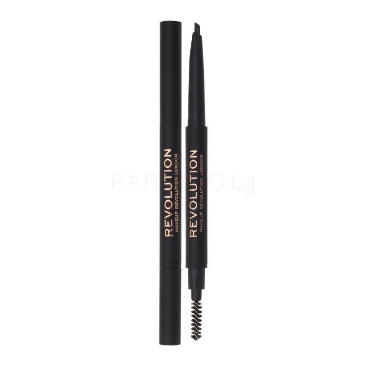 Makeup Revolution London Duo Brow Definer Молив за вежди за жени 0,25 g Нюанс Dark Brown